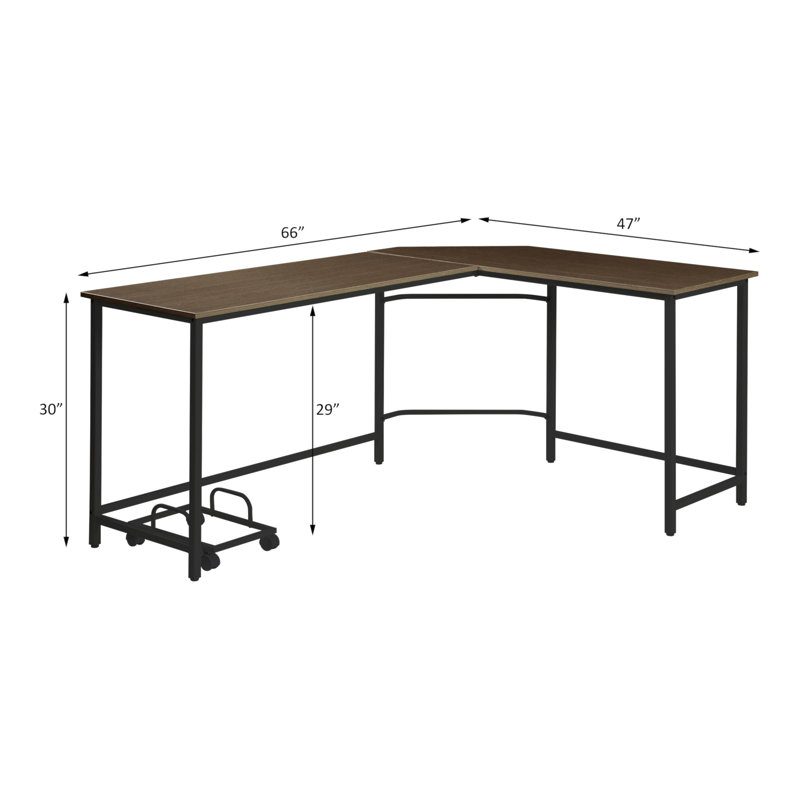 Dazenus L-Shaped Computer Desk With Thick Desktop And Stable Support, Black, Oak