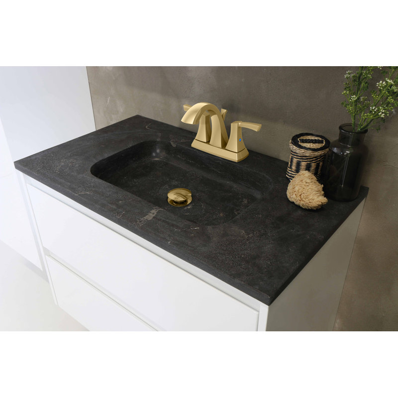 2-handle Bathroom Faucet with Drain Assembly, Matte Gold
