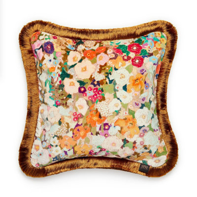 Hollyhocks Velvet Throw Square Pillow Cover & Insert
