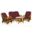 Malibu Lounge Set Of 4: 2 Natural Rattan Wicker Chairs, Loveseat And Coffee Table W/Glass Handmade, Colonial-837349710