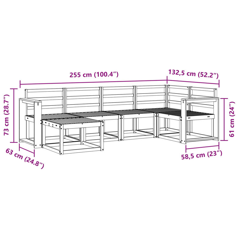 255cm Wide Patio Sofa, 6