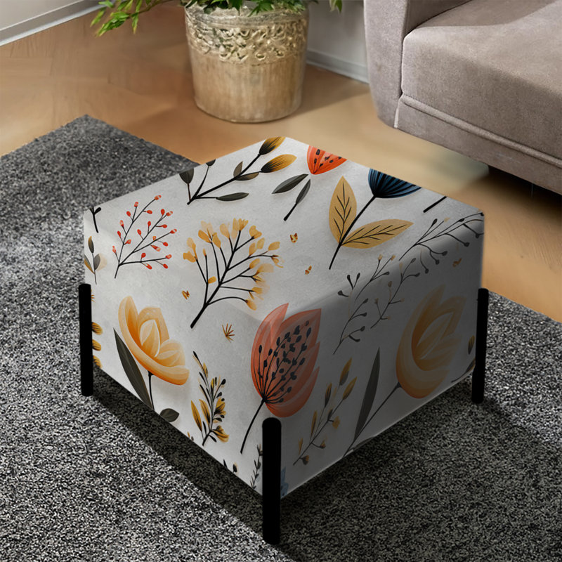 Blanc tranquillité floral scandinave blanc - repose-pieds floral carré