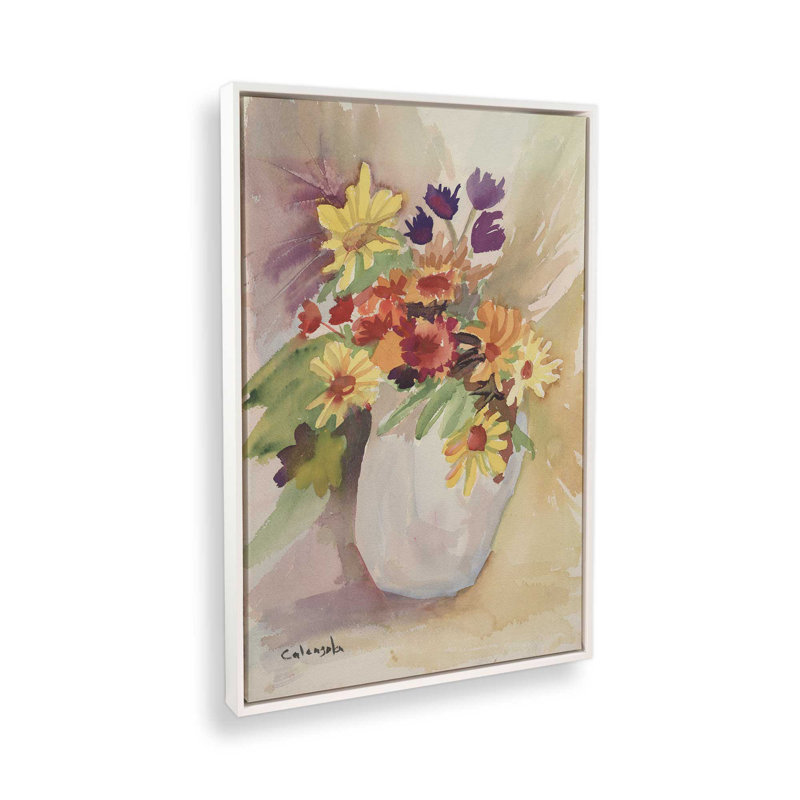 «Flowers in the Vase» par Stephen Calcasola, reproduction d'art, H 16 po x l 12 po, White