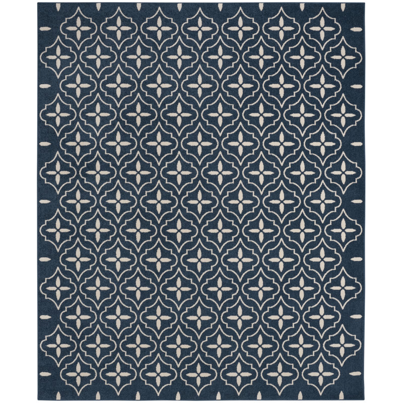 Nourison Essentials Navy/Ivory Indoor/Outdoor Area Rug, Rectangle 6' x 9'