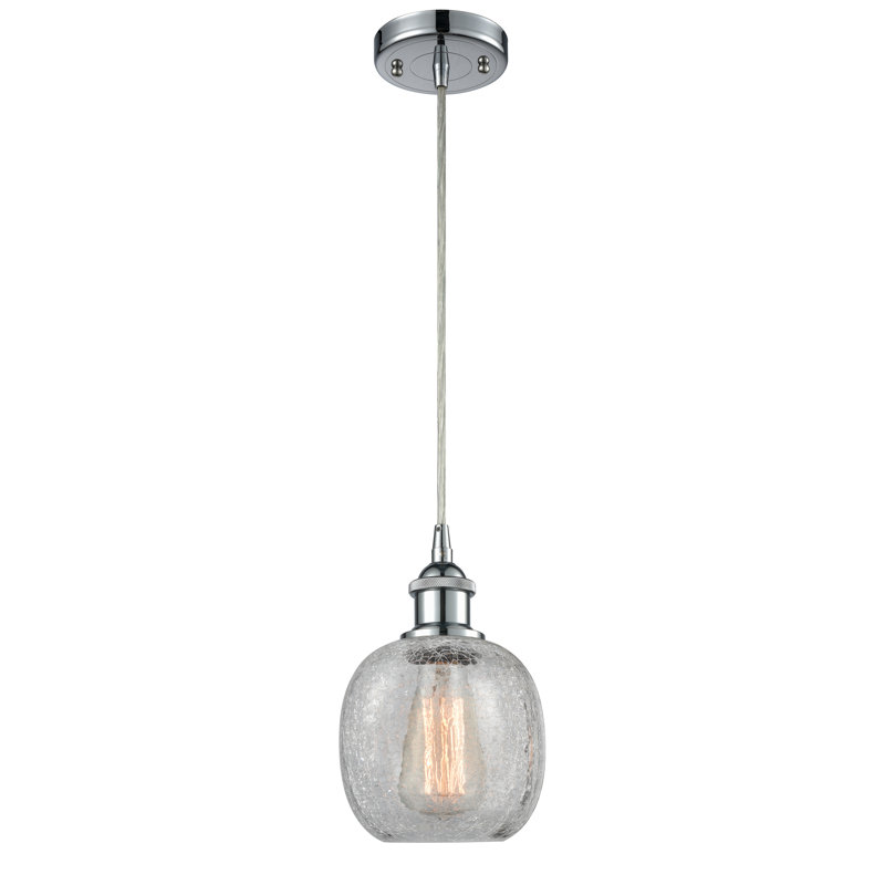 Luminaire suspendu sphérique 1 lumière Carlucci, Chrome poli, Ampoule DEL 6 watts Vinage, Blanc mat