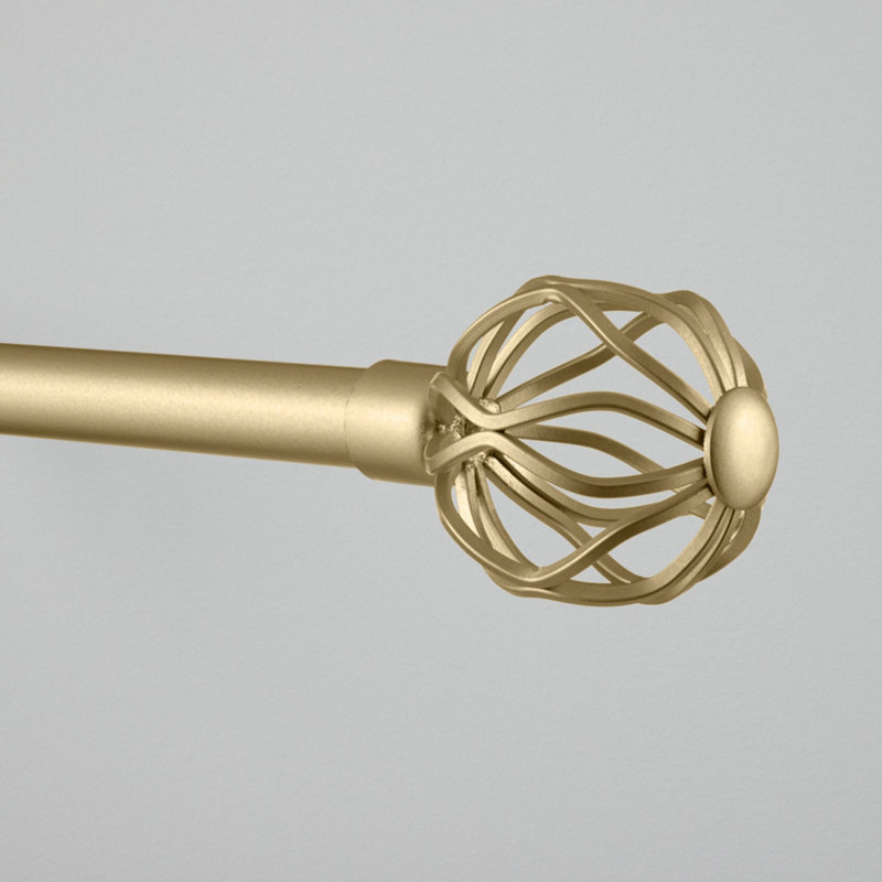 Exclusive Home Ogee 1" Curtain Rod and Coordinating Finial Set, Adjustable, 36” – 72”, Gold