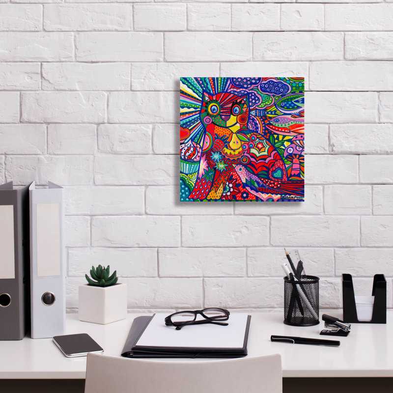 «Pop Cat» par Oxana Zaika, art mural sur toile, H 12 po x l 12 po x P 0,75 po