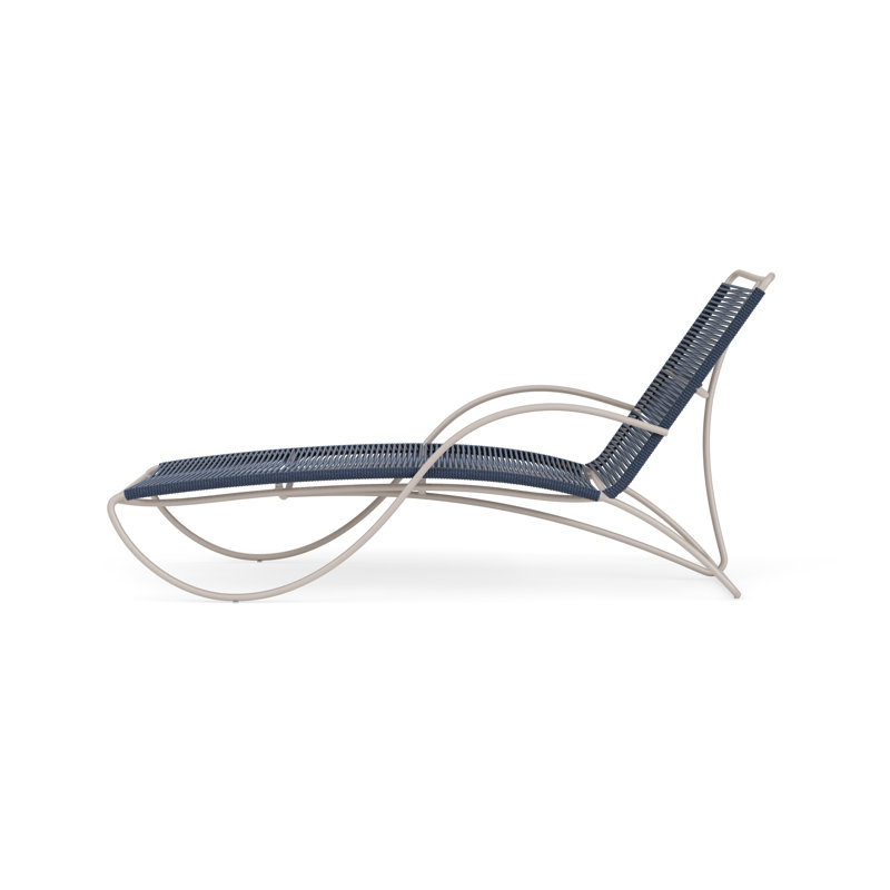 Walter Lamb Outdoor Chaise Lounge, Marine/Dove Smooth