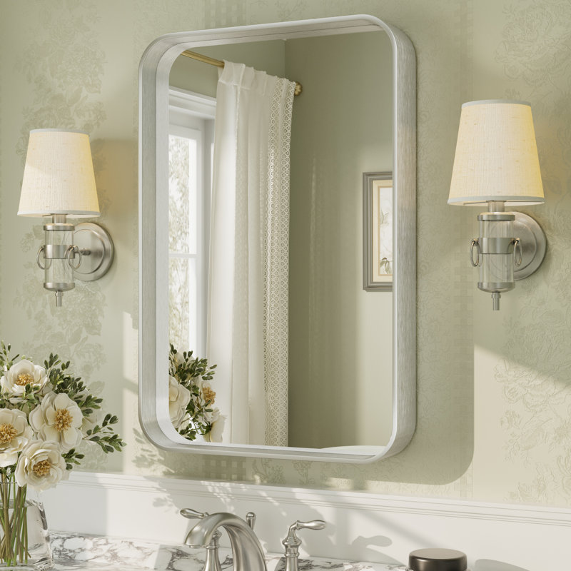 Miroir mural Aevar, 16 po x 24 po, Argent brossé