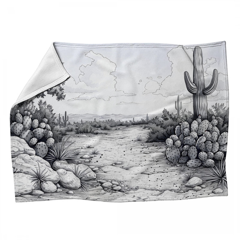 Desert Landscape Nature Machine Printed Throw Blanket, 60" x 80"