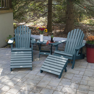 Chaise Adirondack pliante en plastique / résine avec repose-pieds / table Anette