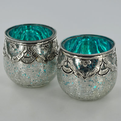 2 Piece Glass Tabletop Votive Holder Set