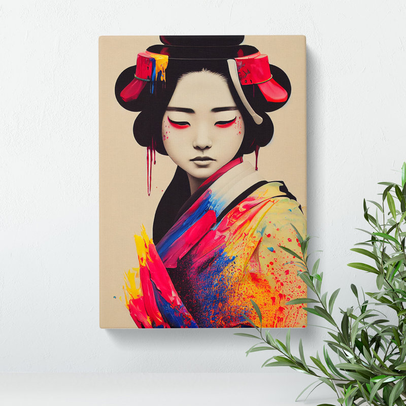 Splashed Geisha No.3 - Wrapped Canvas, 50cm H x 35cm W x 3cm D