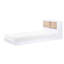 Lit simple avec tête de lit bibliothèque - mobilier de style Mid-Century blanc et espace de rangement naturel-945542953