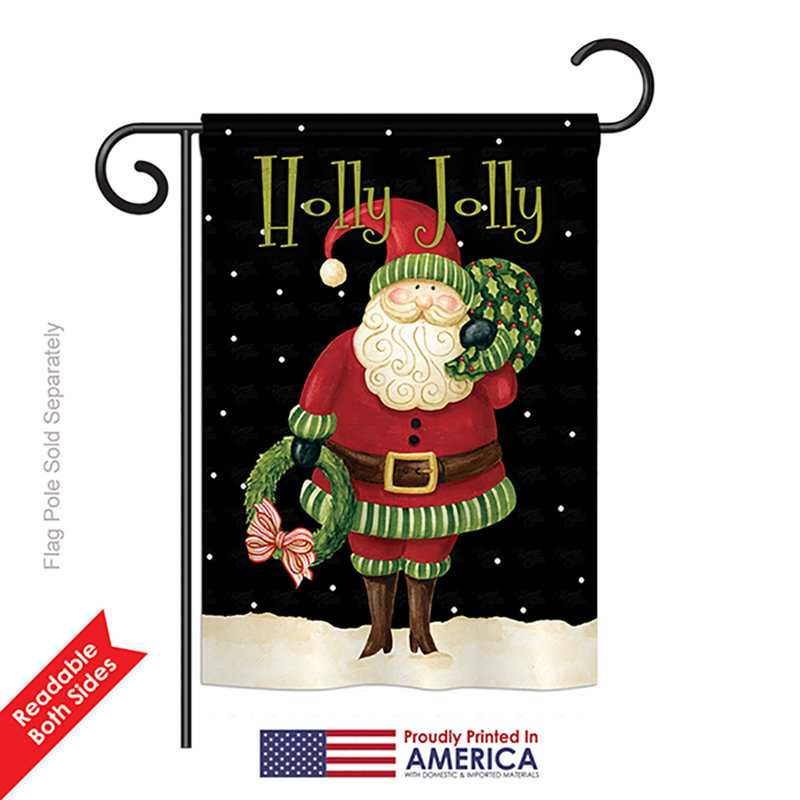 Drapeau de jardin Diral Holly Jolly Santa Winter Seasonal Impressions, Rouge pâle, Polyester