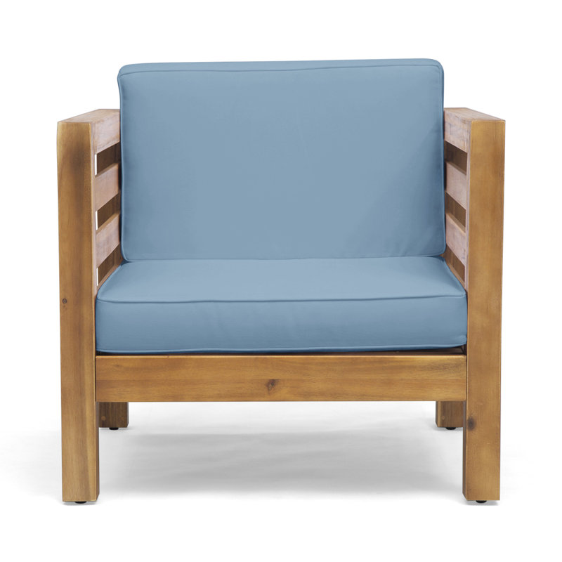 Chaise club Oana, Naturel, Bleu