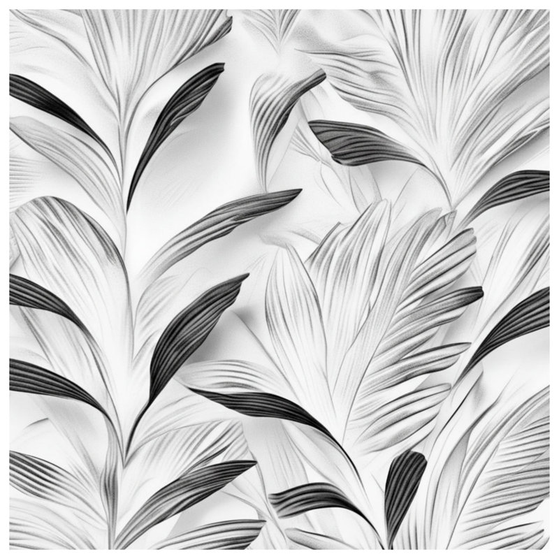 Couvertures texturées à motif de feuilles, L 60 po x H 80 po, Noir blanc
