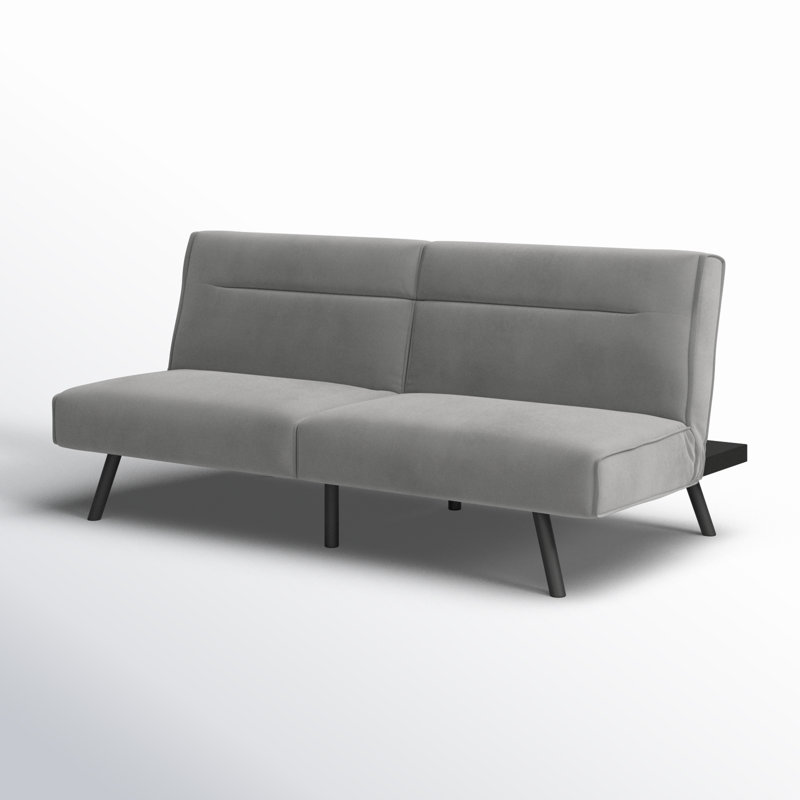 Brumbley 69.8'' Twin Upholstered Futon with Split Back, Light Gray