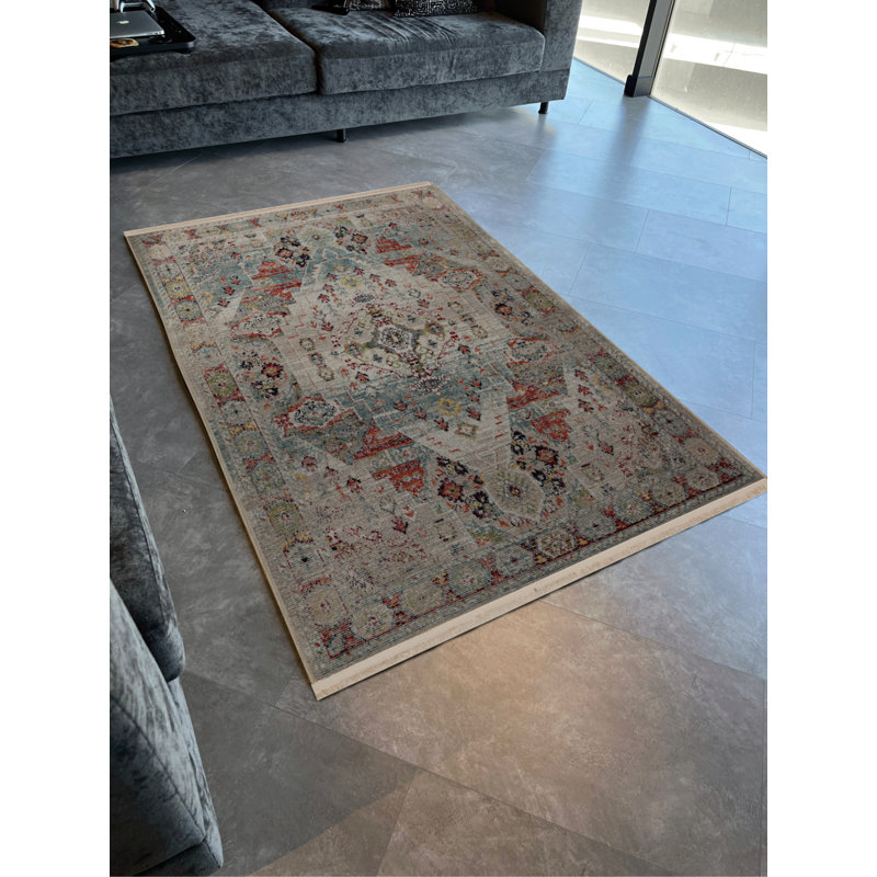 Tapis décoratif rétro multicolore, Rectangle 6 pi 6 po x 9 pi 10 po