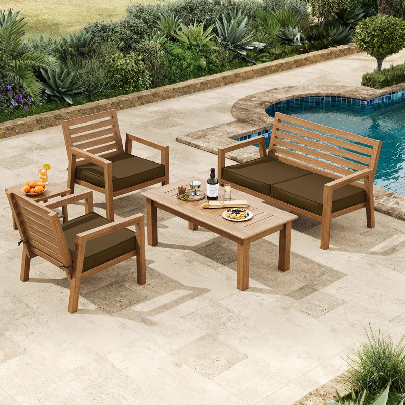 Coussins de siège d'extérieur 22x22x4, L 22 po x P 22 po, 4'', Cacao