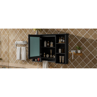 42 Inch 31 Wall Mounted Bathroom Mirror Cabinet With High-Define Mirror, Adjustable Shelf, Soft Close Door, And Towel Bar For Vanity Medicine Exceptional