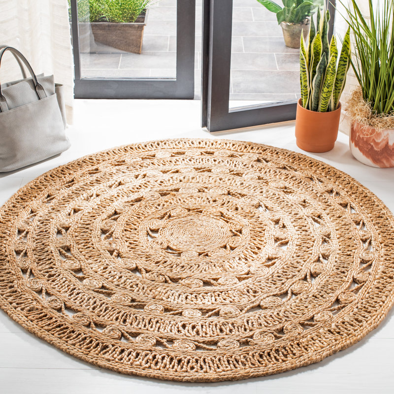 Wilton Handmade Flatweave Natural Area Rug, Round 9'