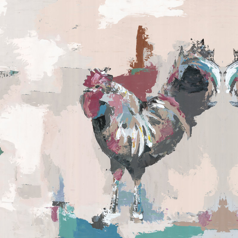 Chicken Blush Tones - Wrapped Canvas Painting, 30cm H x 30cm W x 3.8cm D