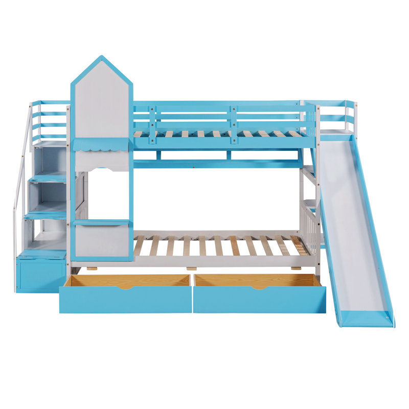 Lit plateforme Alessandria, Lit simple, Bleu