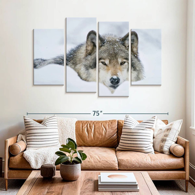 Brampt Wolf In Snow, 42" H x 68" W