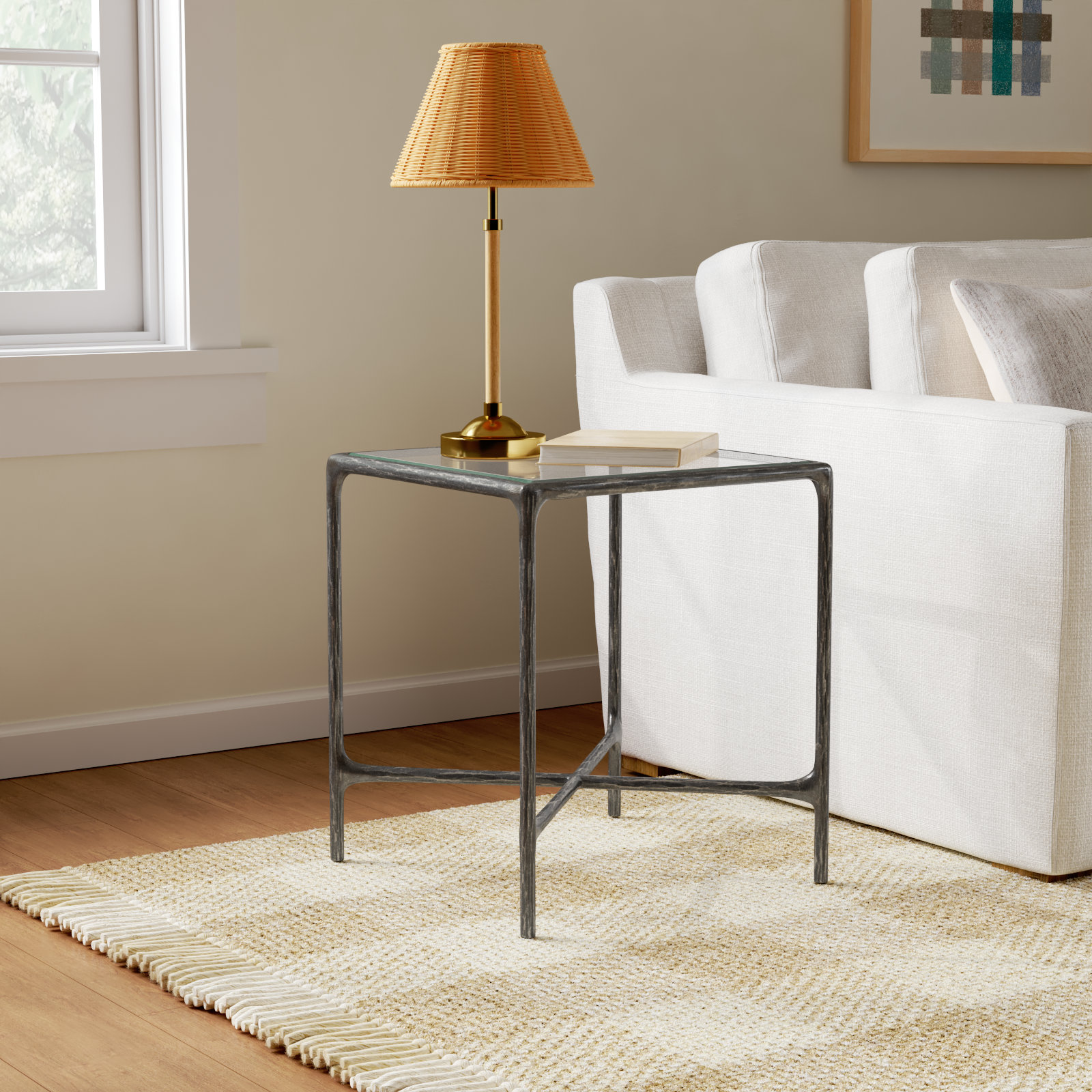 Evelynn 18" End Table, Black, Clear