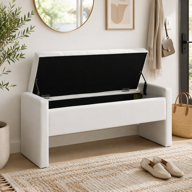 Banc de lit moderne avec rangement, Beige