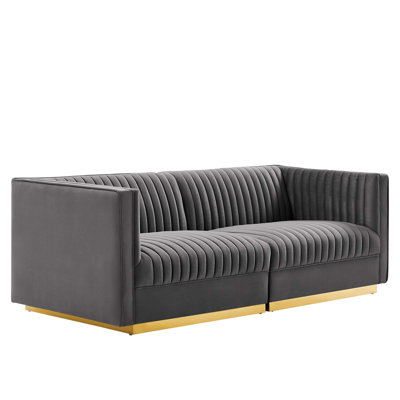 Causeuse modulaire en velours Sanguine Channel