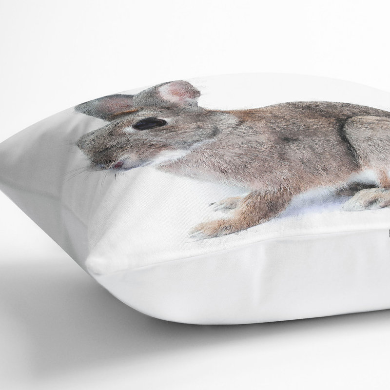 Brown Bunny Rabbit Cushion with Filling, White, 40cm H x 40cm W x 15cm D
