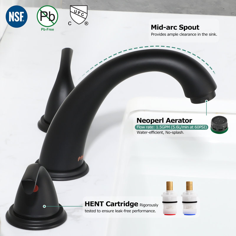Robinet pour salle de bain à 2 poignées, Noir mat