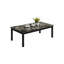 Ensemble de table 3 pièces de style contemporain 1 table basse 1 table de bout 2 x plateau en faux marbre avec pieds en bois au fini noir et blanc-159856439