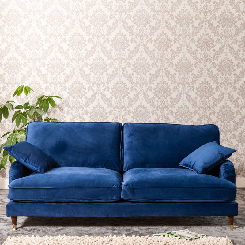 Fabiola Velvet Sofa, Blue, 4