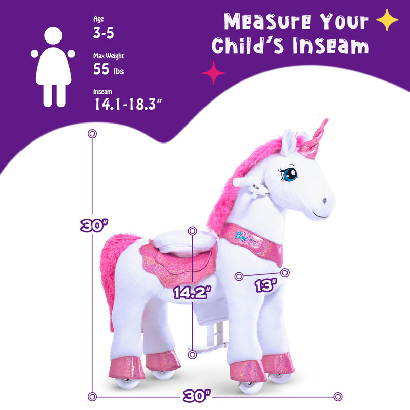 Model E Ride On Unicorn, H 29,9 po x l 13 po x P 29,9 po, Rose
