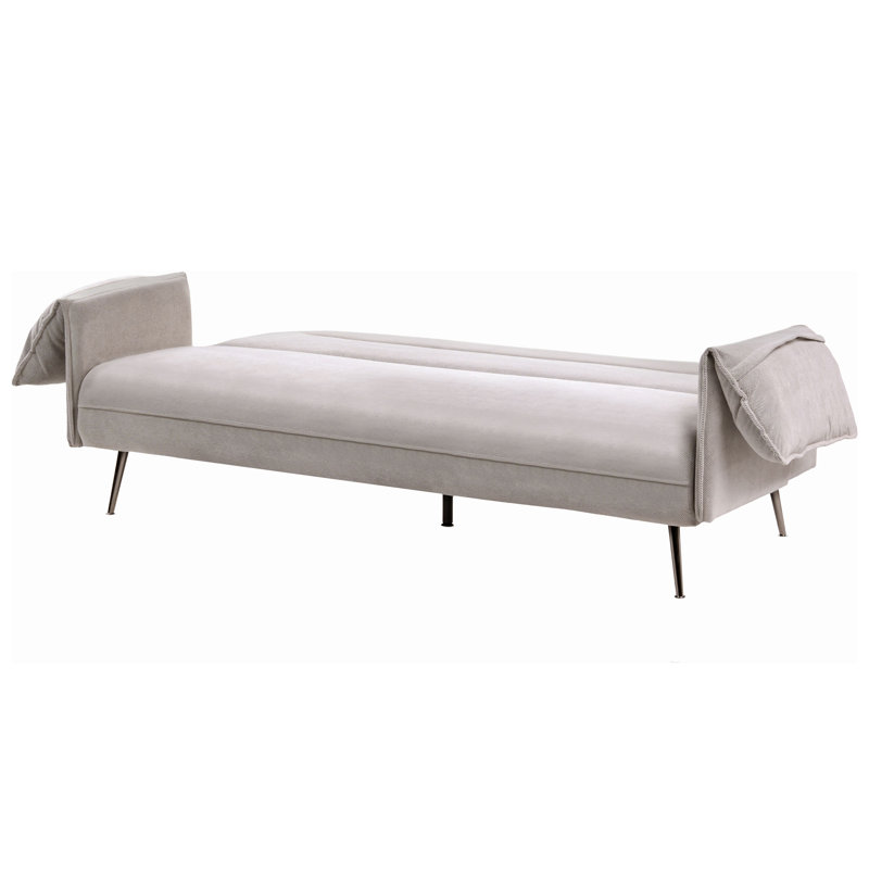 VAYLA 198cm Upholstered Sofa Bed, Grey, Fabric, Silver, Polyester, Foam