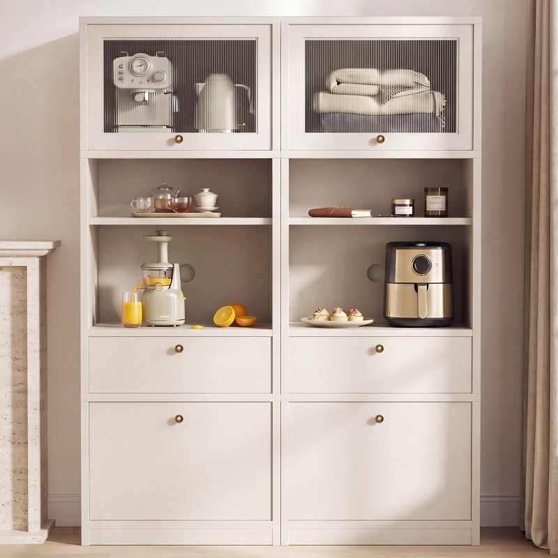 Armoire de rangement pour micro-ondes 2 pièces, White
