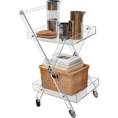 Chariot-bar mobile à 2 niveaux avec 2 roues verrouillables