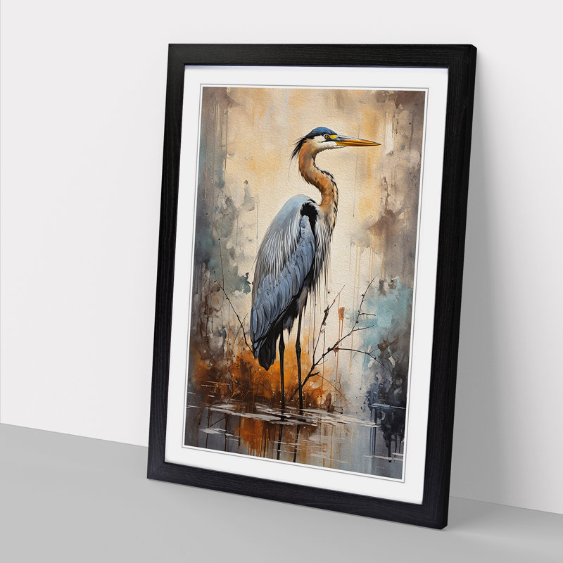 Heron Modern Art - Framed Print
