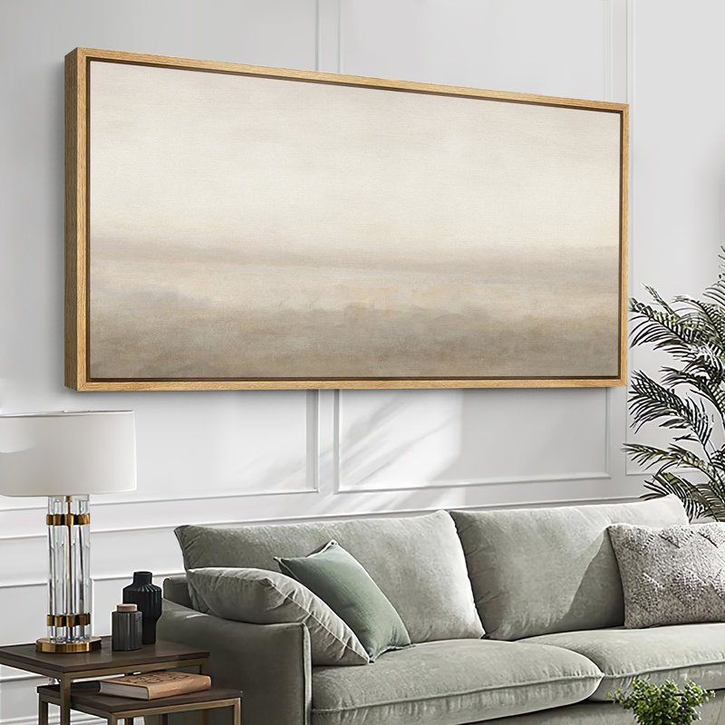 Grande impression sur toile encadrée, impression de paysage abstrait beige pour décor neutre moderne, Naturel