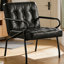 Fauteuil d'appoint rembourré en cuir avec coussin épais 21,3 po Mid-Century-530029641