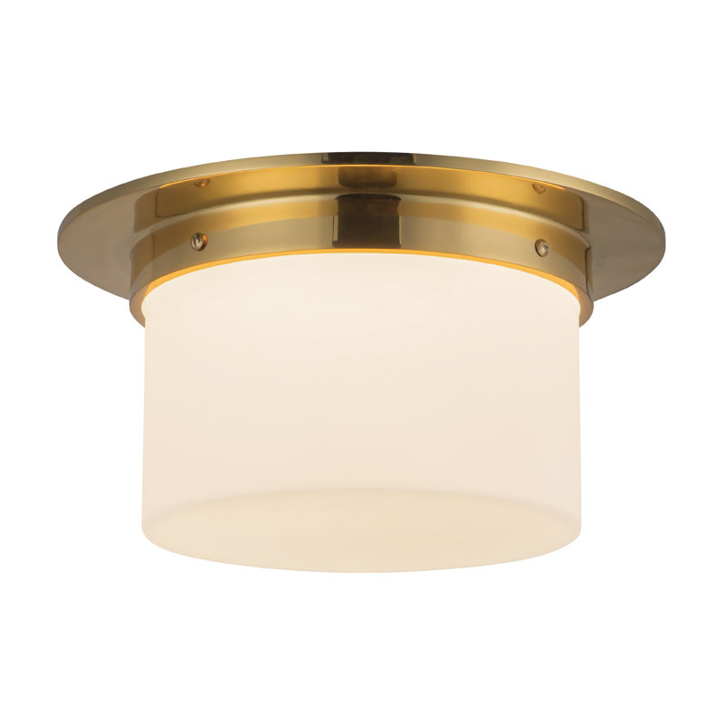 Mineral 11-in Brass Flush Mount, Brass, Opal Glass