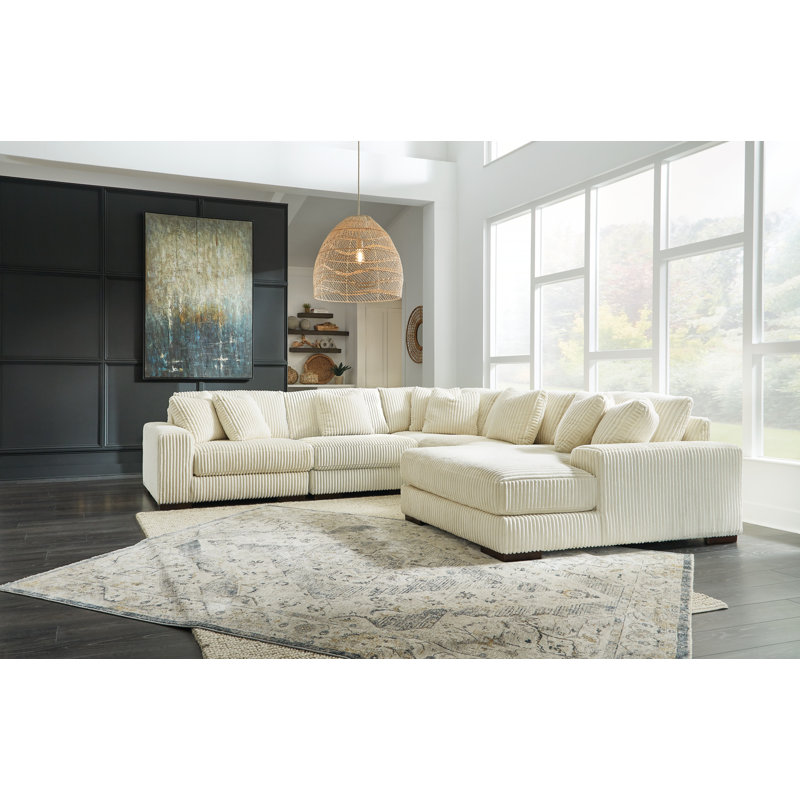 Lindyn 133" Wide Sofa & Chaise, Left Hand Facing, Fog 100% Polyester