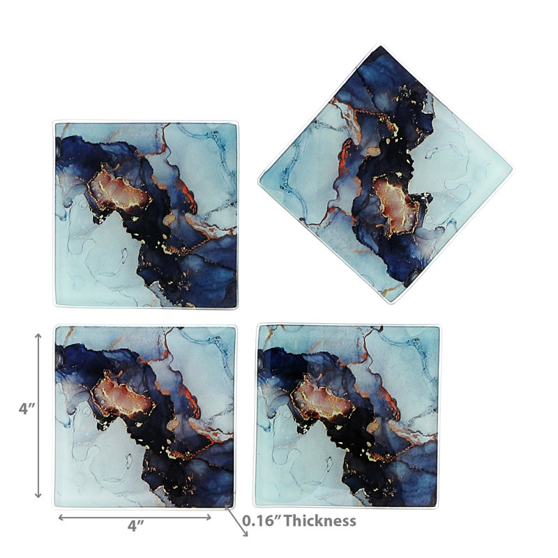 Ensemble de sous-verres en verre carré 4 pièces
