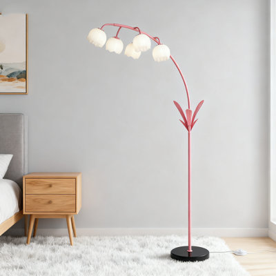 Floral Arched Floor Lamp With 5 G9 LED Bulbs, Adjustable Acrylic Shade, Foot Switch And Stable Base For Living Room Bedroom Nursery Decor