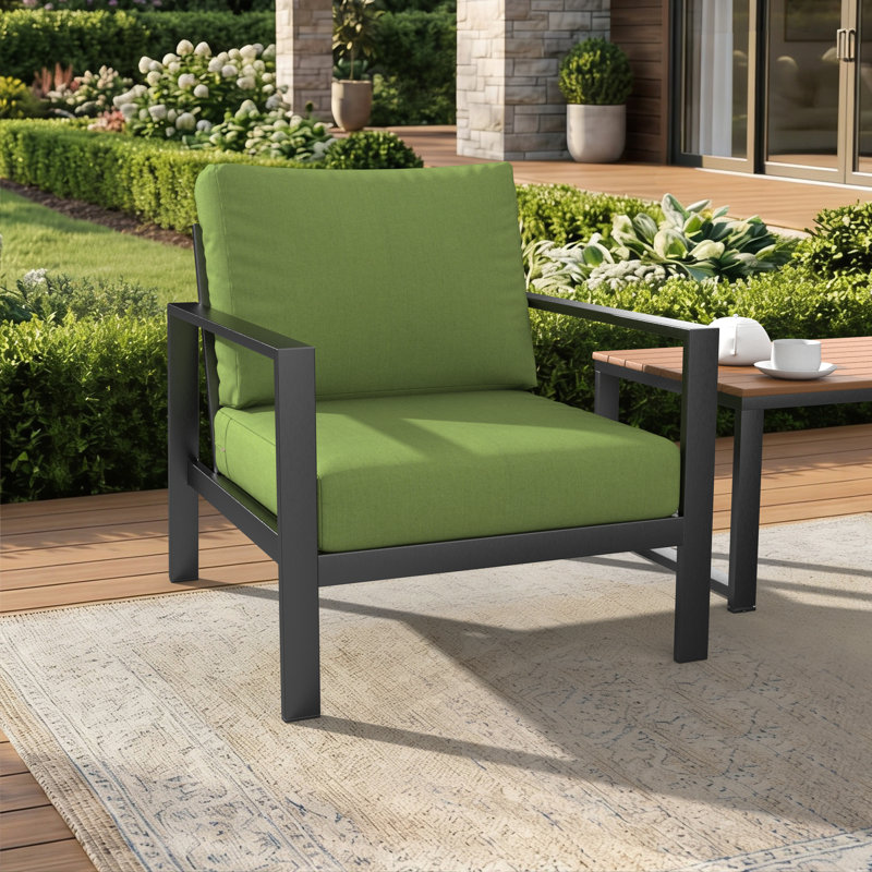 Coussin de siège extérieur Amala Sunbrella®, Sunbrella® spectre coriandre tissé uni, L 25 po x P 25,5 po