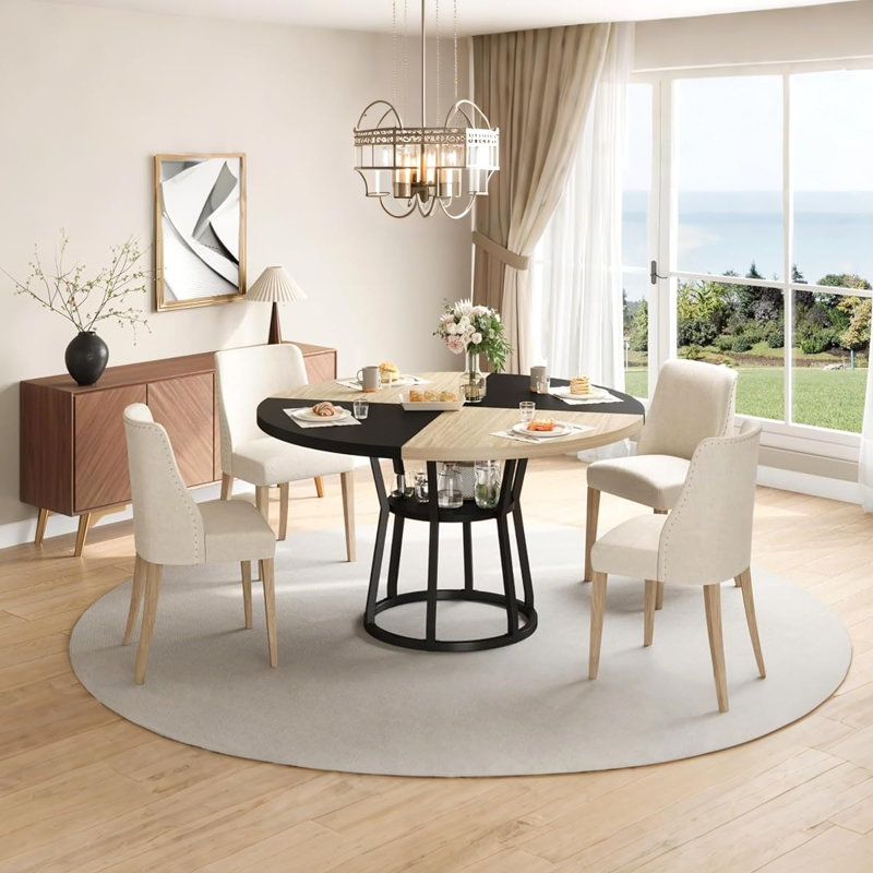Dining Table, Oak Wood / Black