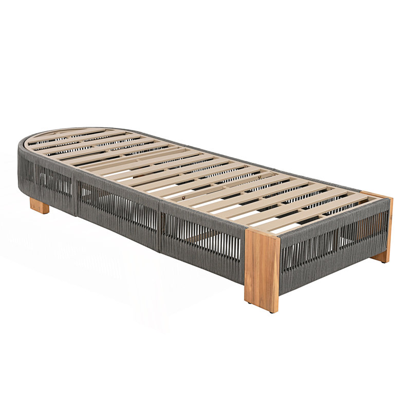 Chaise longue d'extérieur réglable pour patio, 1, Teck / Gris